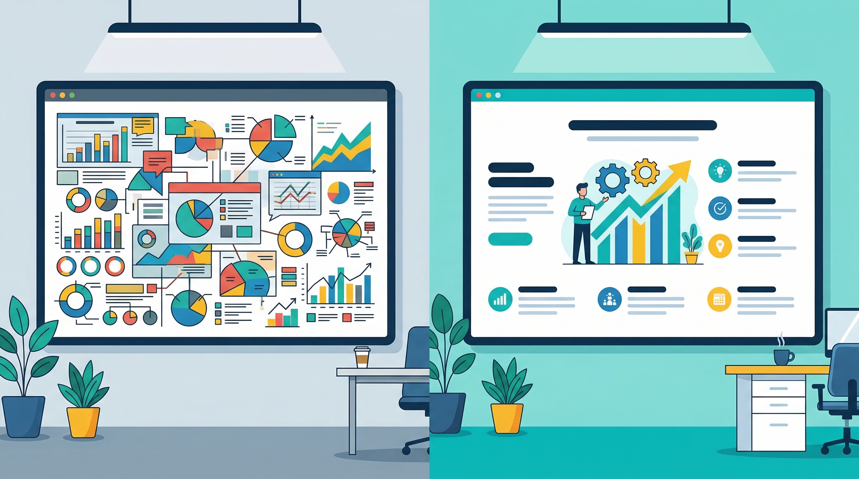 Сравнение перегруженного и чистого слайда презентации