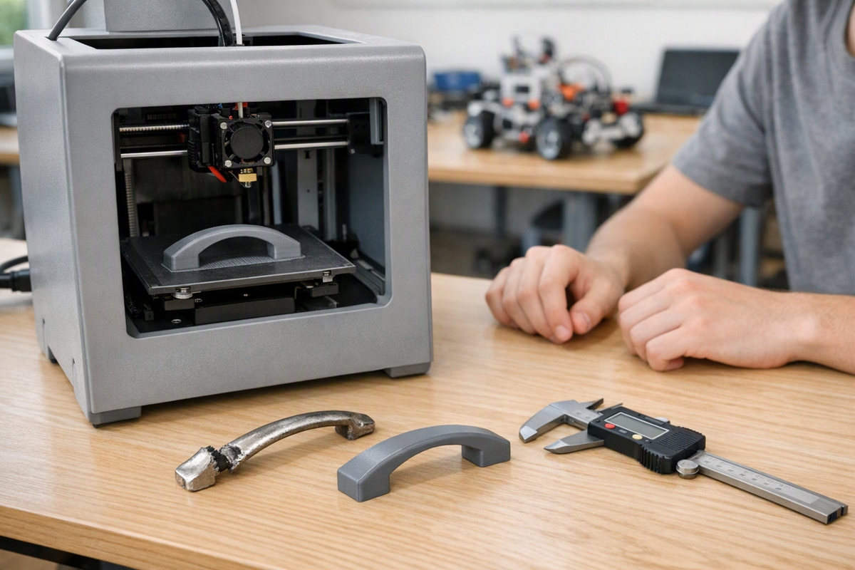 3D-принтер печатает запасную ручку для шкафа — проект по технологии для 8 класса