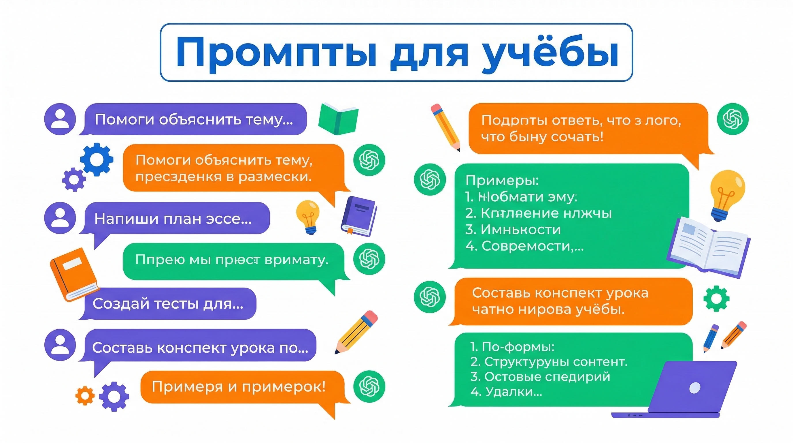 Промпты для учёбы — примеры запросов к нейросети