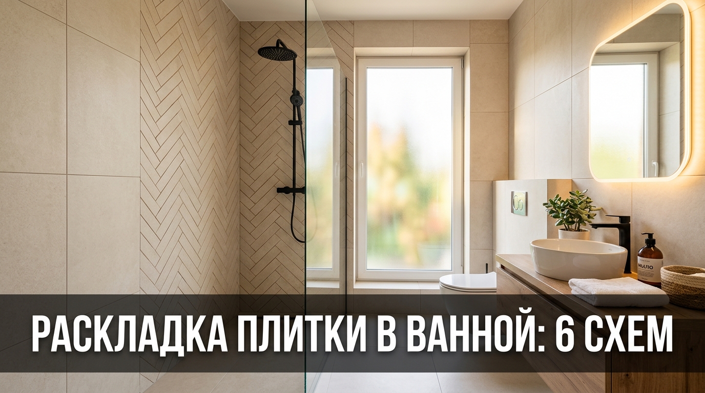 Раскладка плитки в ванной: 6 схем