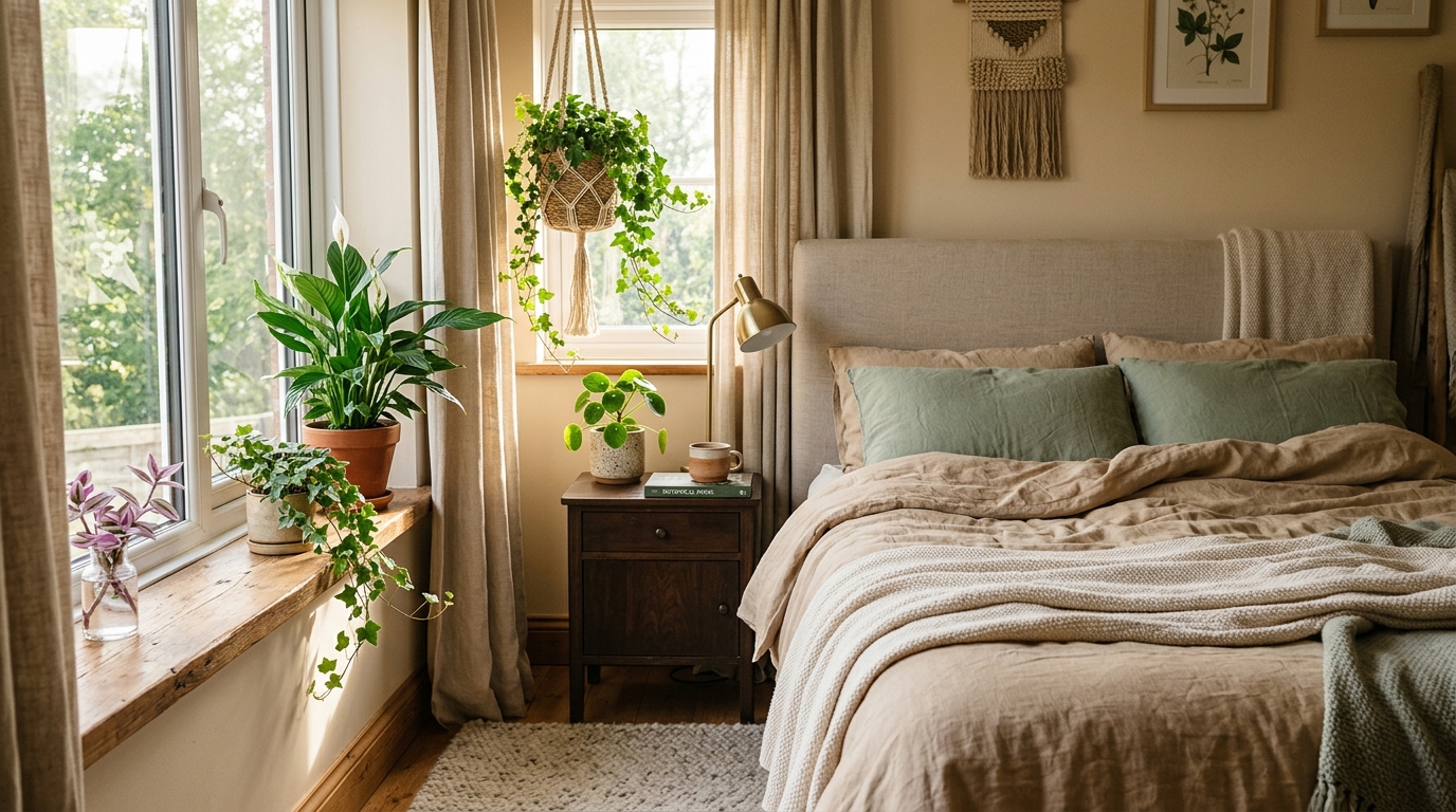 Растения в интерьере спальни