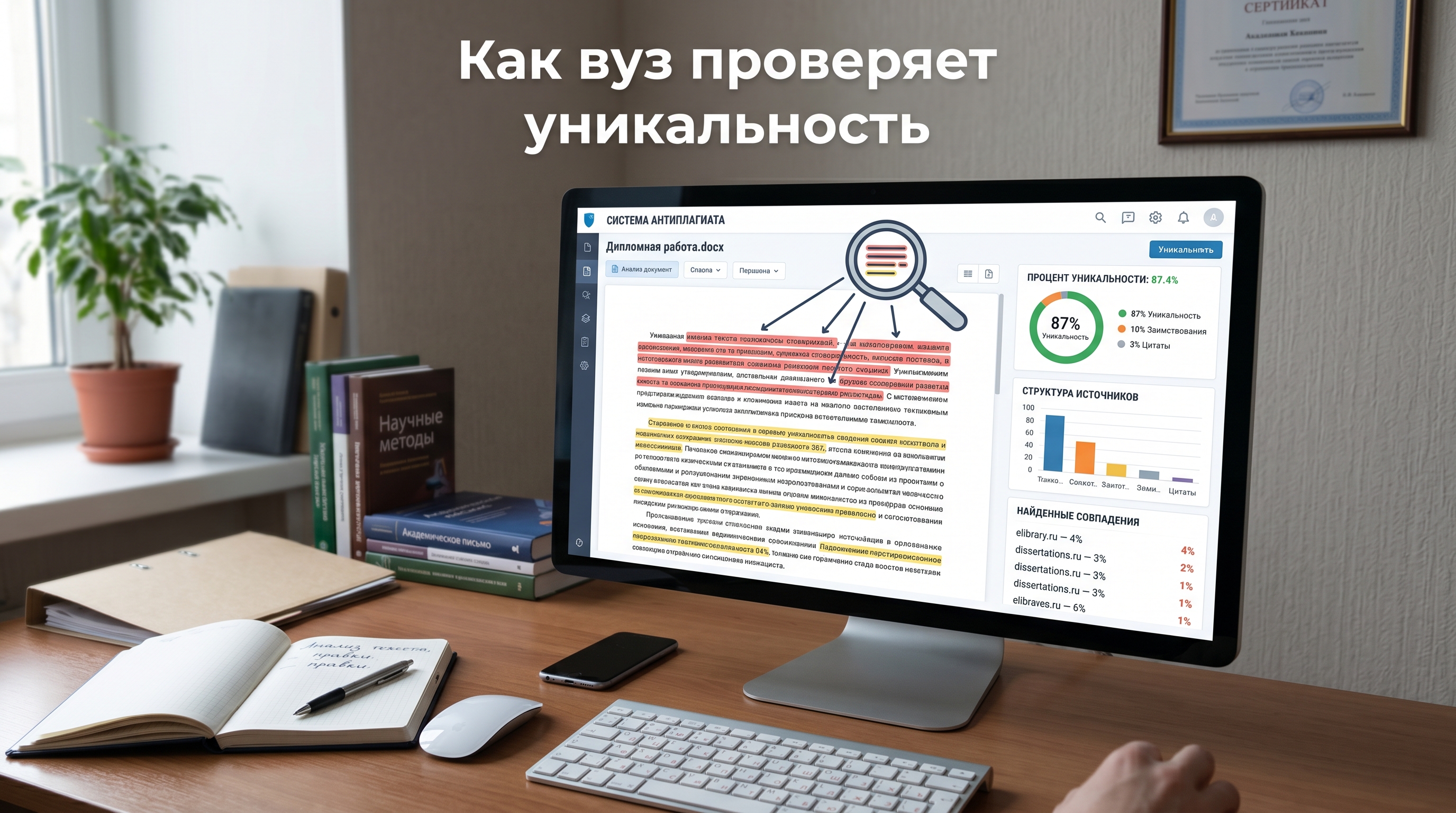 Как вузовская система проверяет уникальность реферата