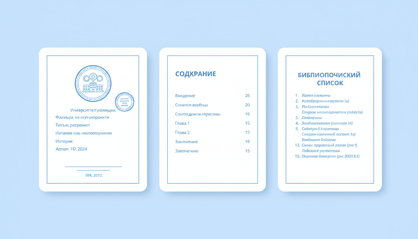 Оформленные по ГОСТ страницы РГР: титульный лист, содержание, библиография