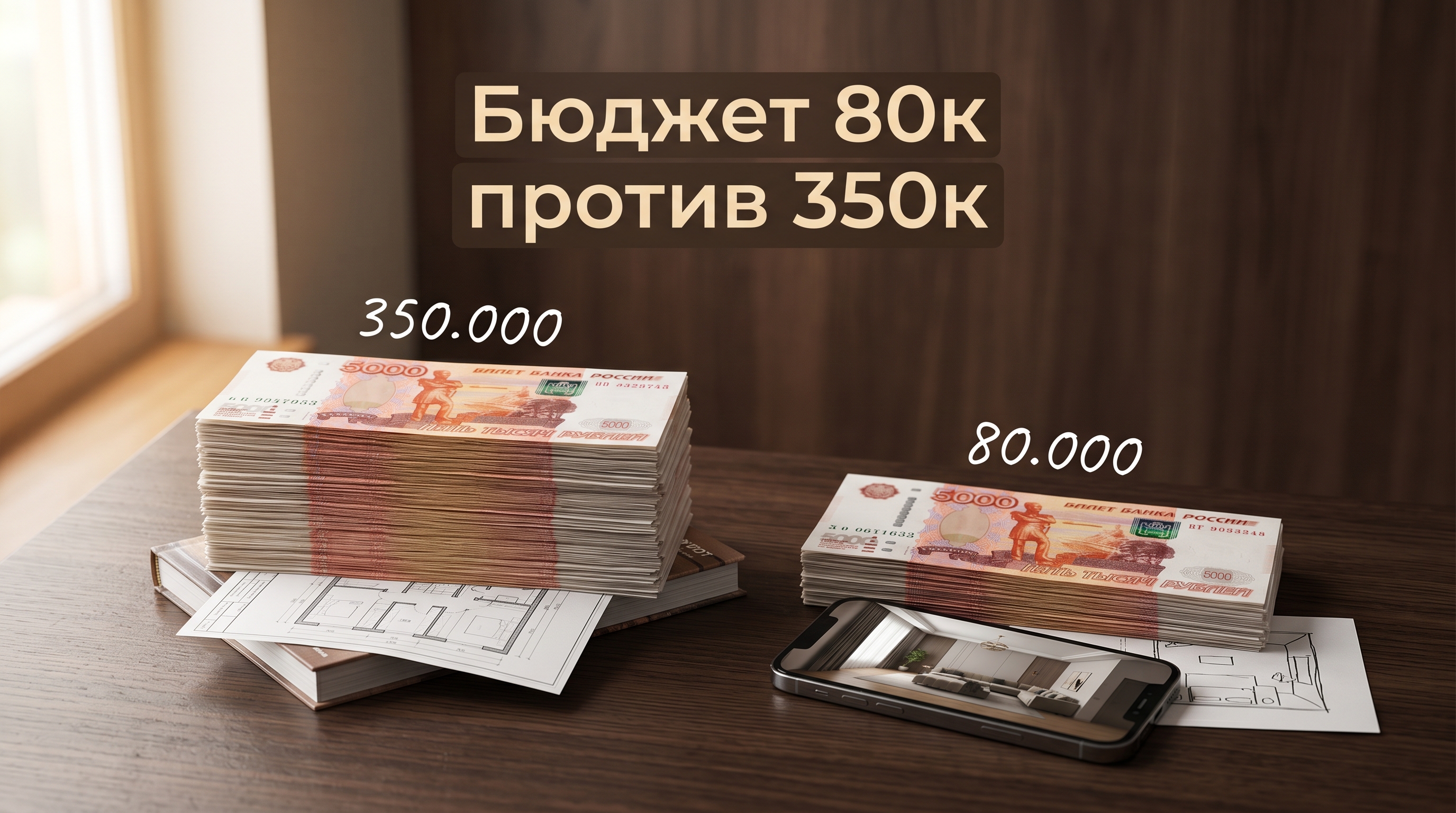 Бюджет 80 тысяч против 350 тысяч на дизайн-проект