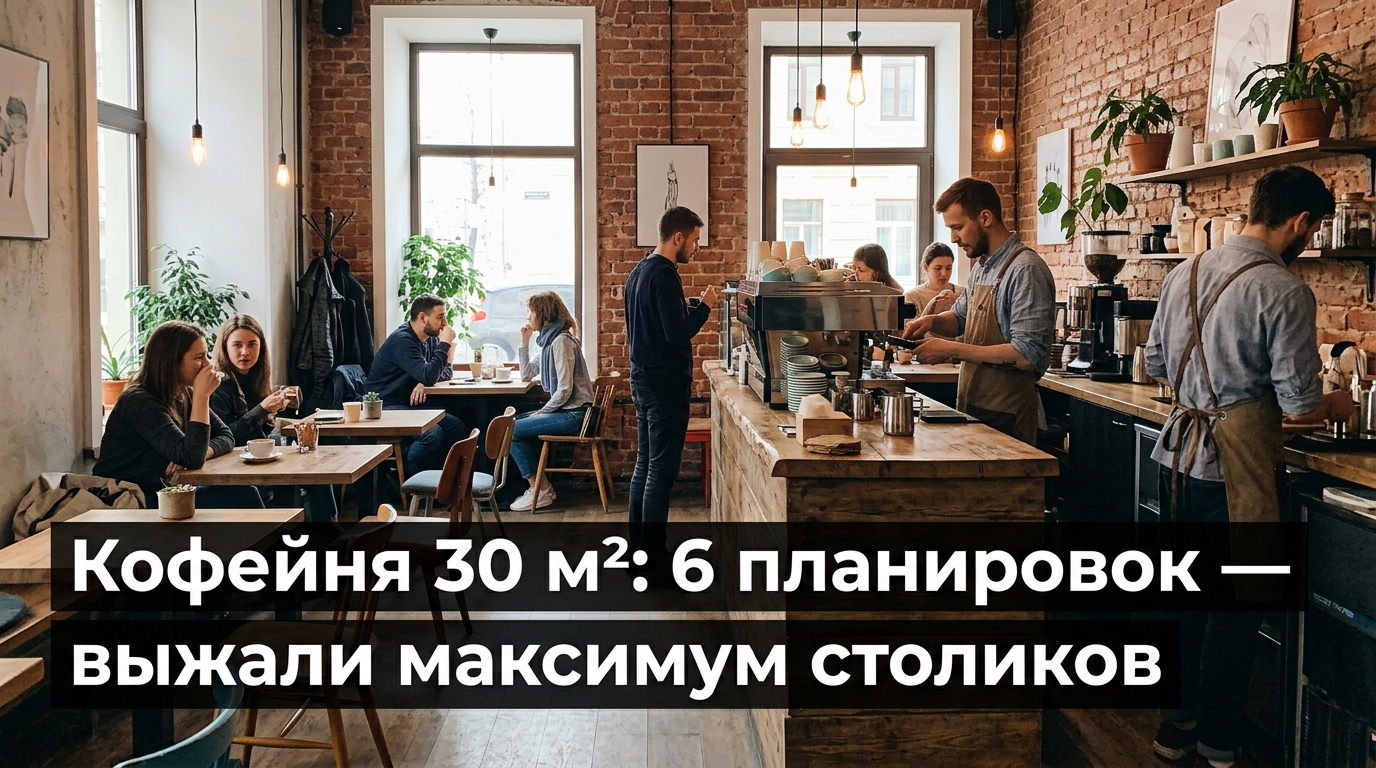 Кофейня 30 м²: 6 планировок — выжали максимум столиков
