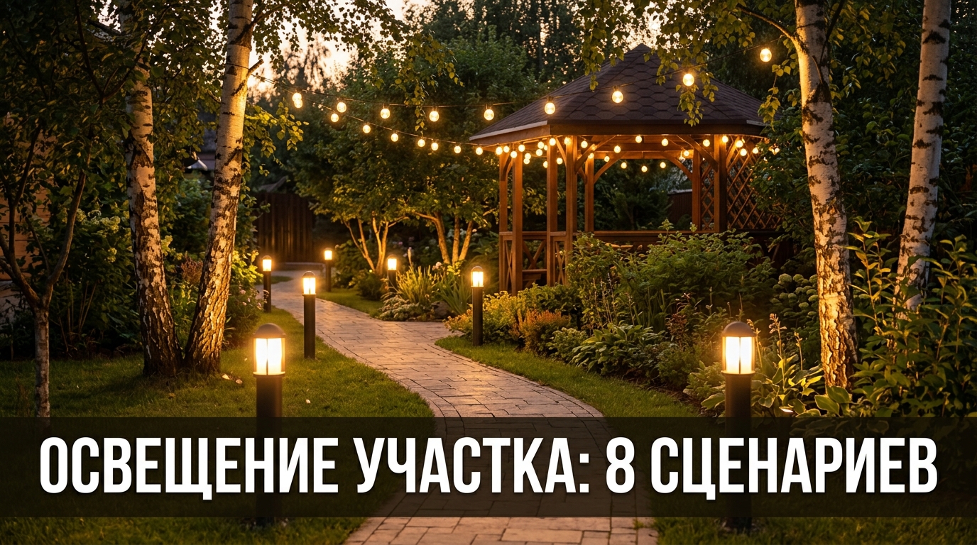 Освещение участка: 8 сценариев — от тропинки до сада