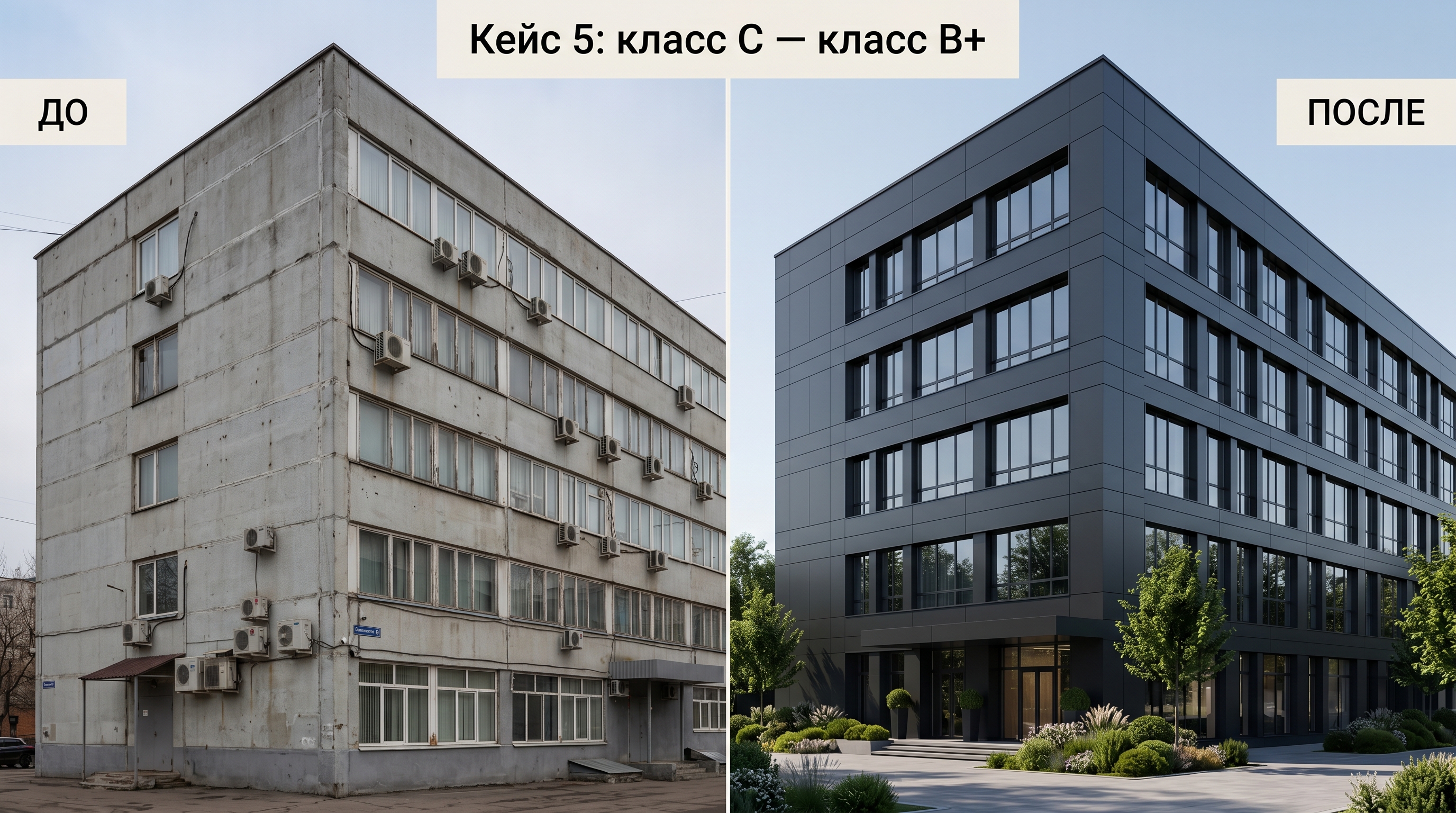 Реконструкция бизнес-центра: класс C превращается в класс B+ через смену остекления и облицовки