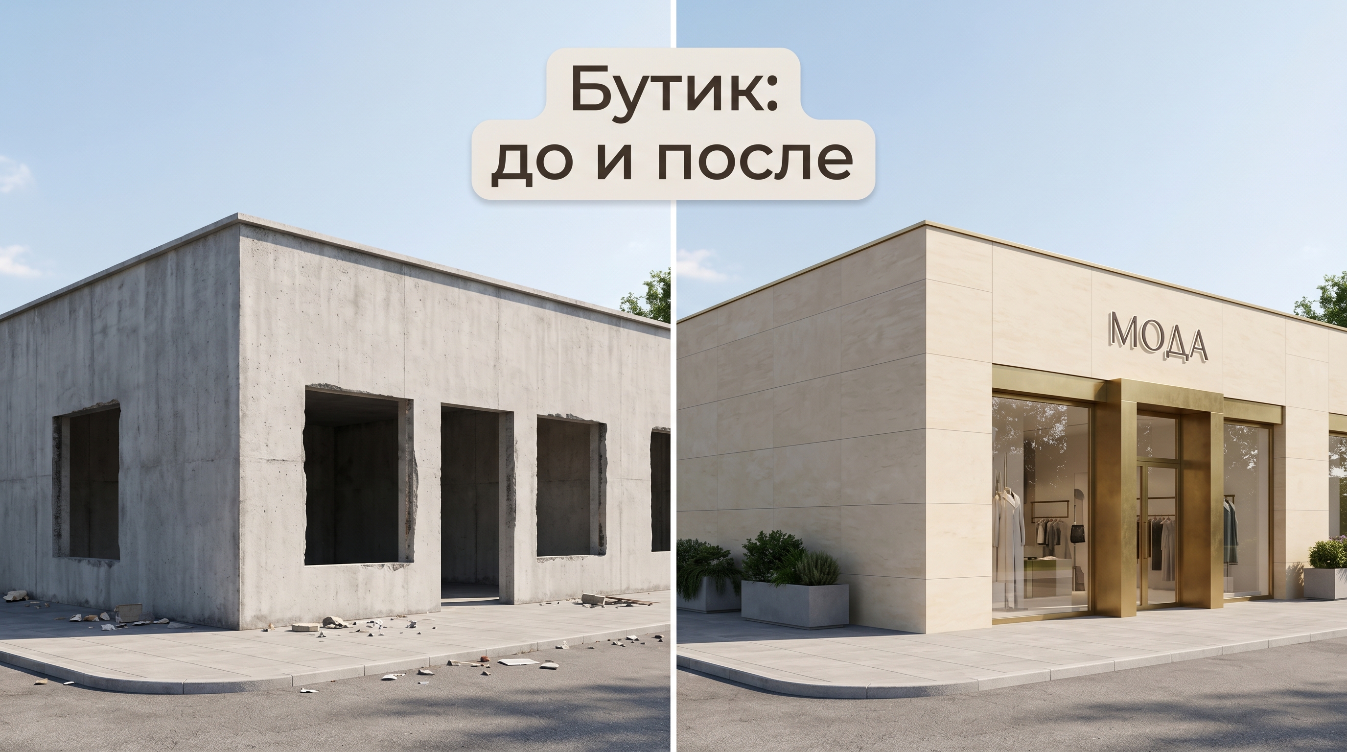 Бутик до и после