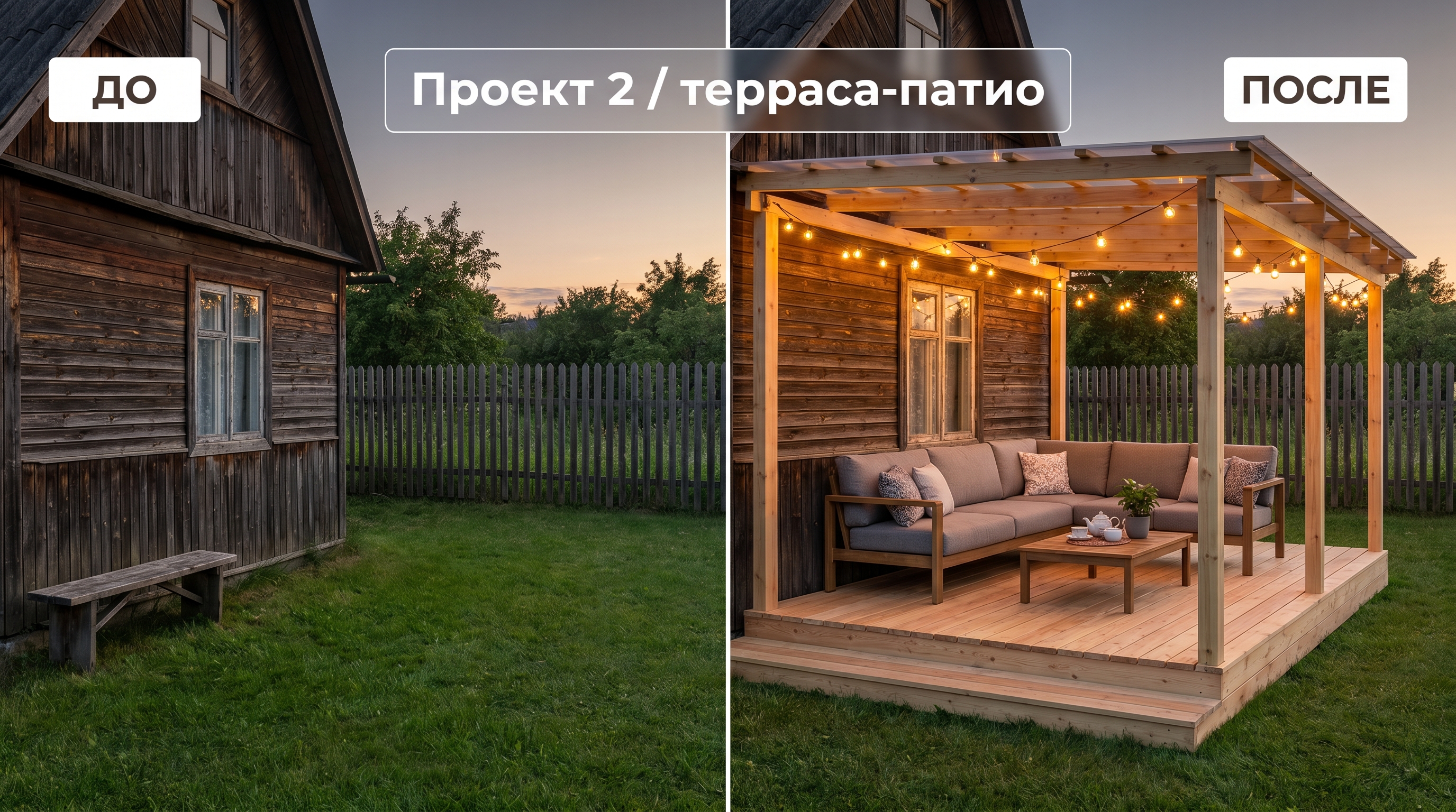 Проект 2 терраса-патио до и после