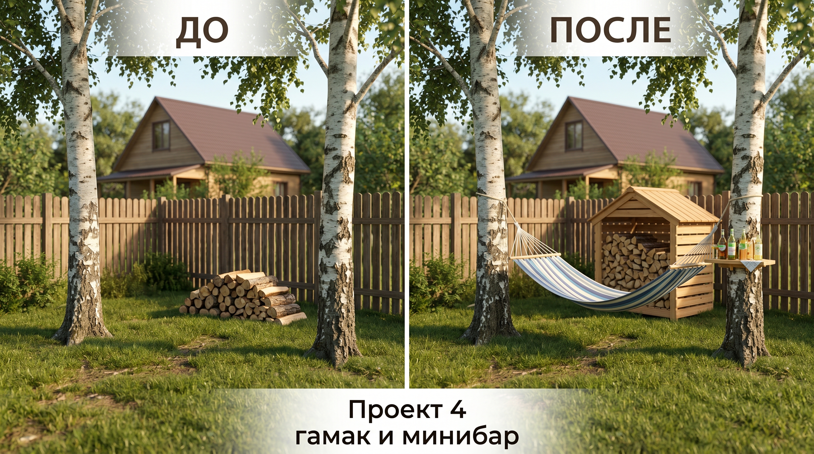 Проект 4 гамак с минибаром до и после