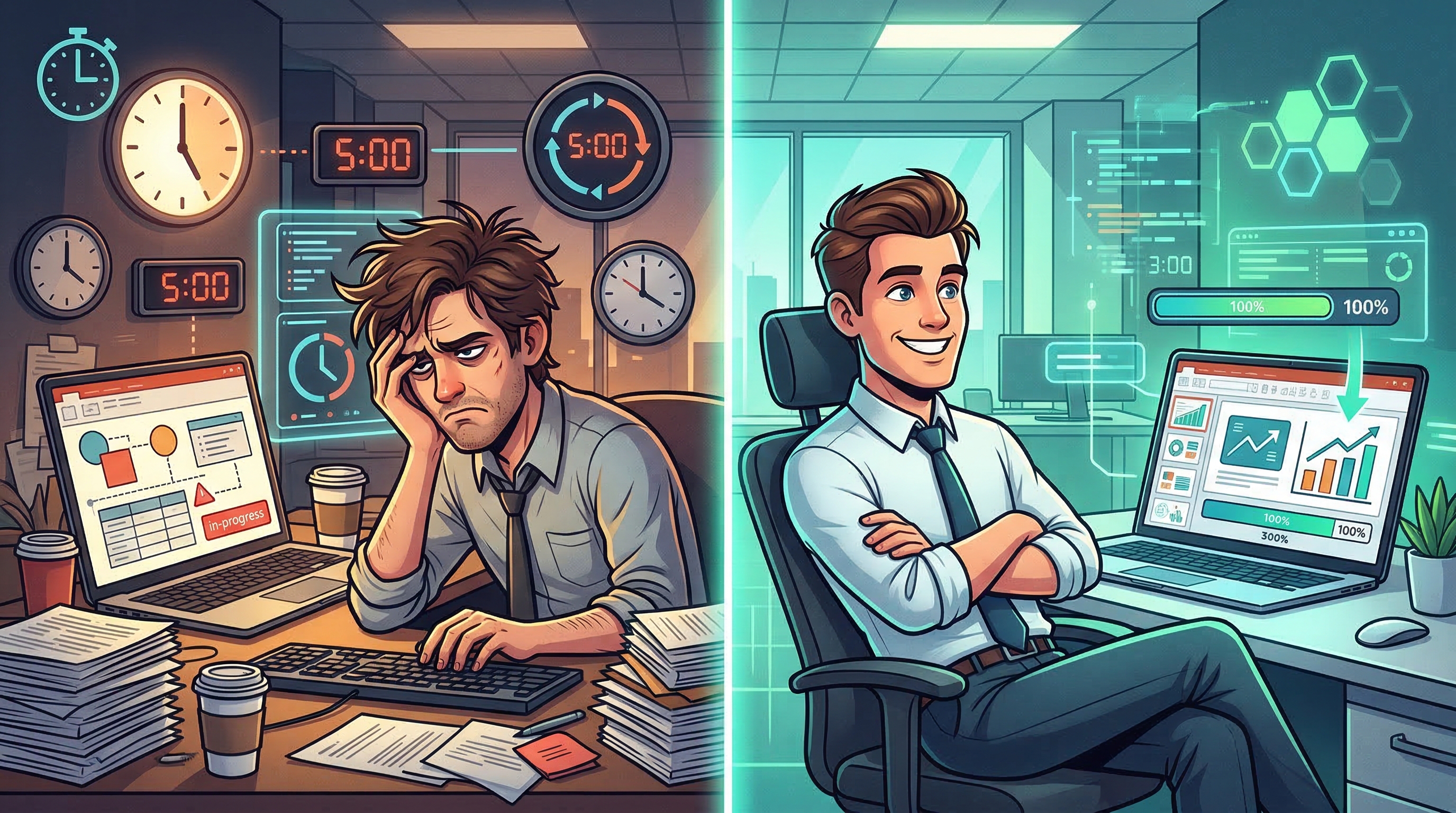 Сравнение: ручное создание презентации vs нейросеть — экономия времени