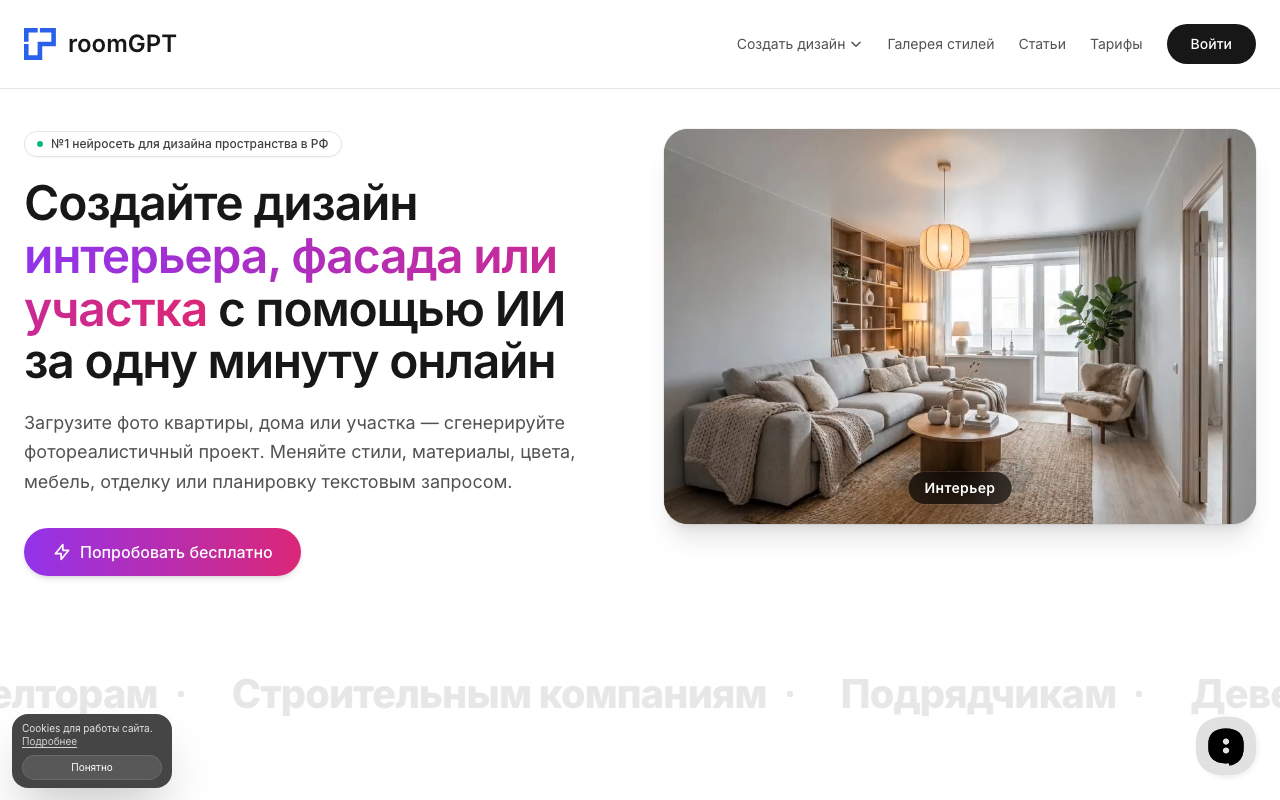 Скриншот главной страницы room-gpt.ru