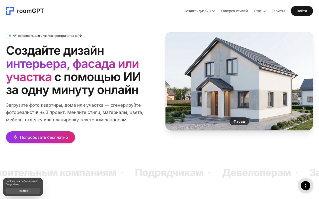 Скриншот главной страницы room-gpt.ru