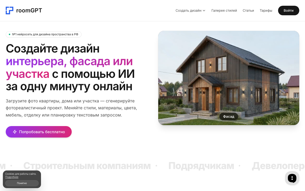 Скриншот главной страницы room-gpt.ru