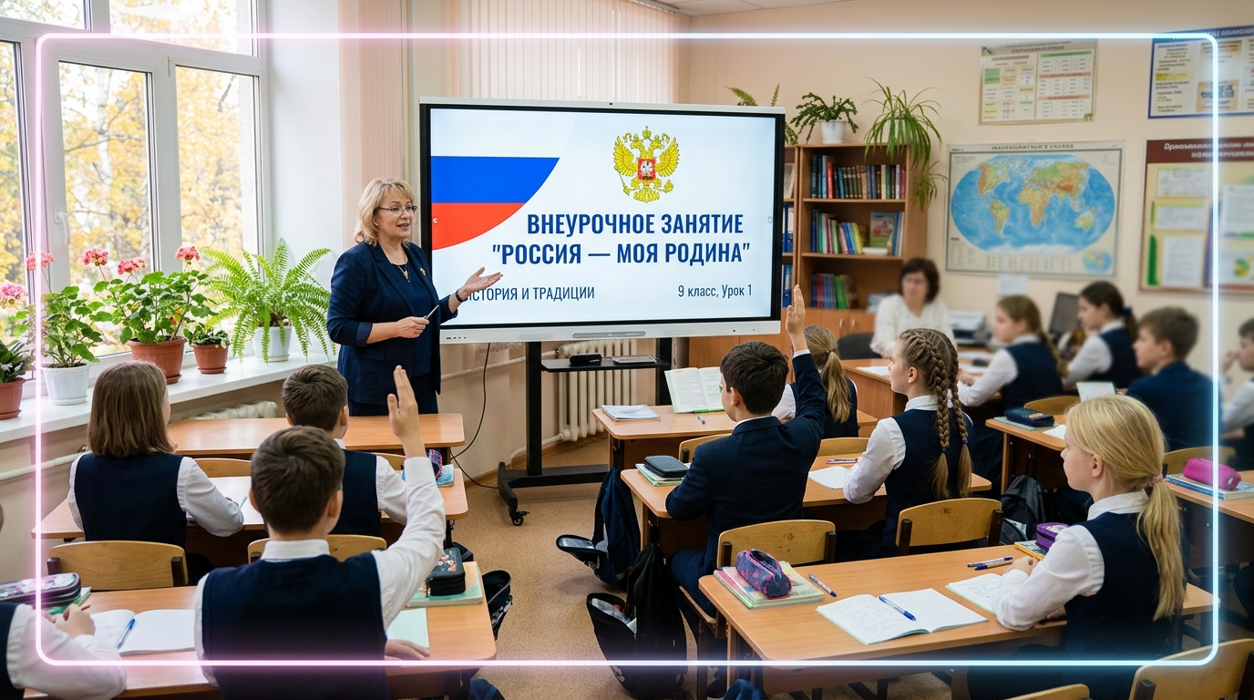 Внеурочное занятие Разговоры о важном в школьном кабинете, слайд на интерактивной доске
