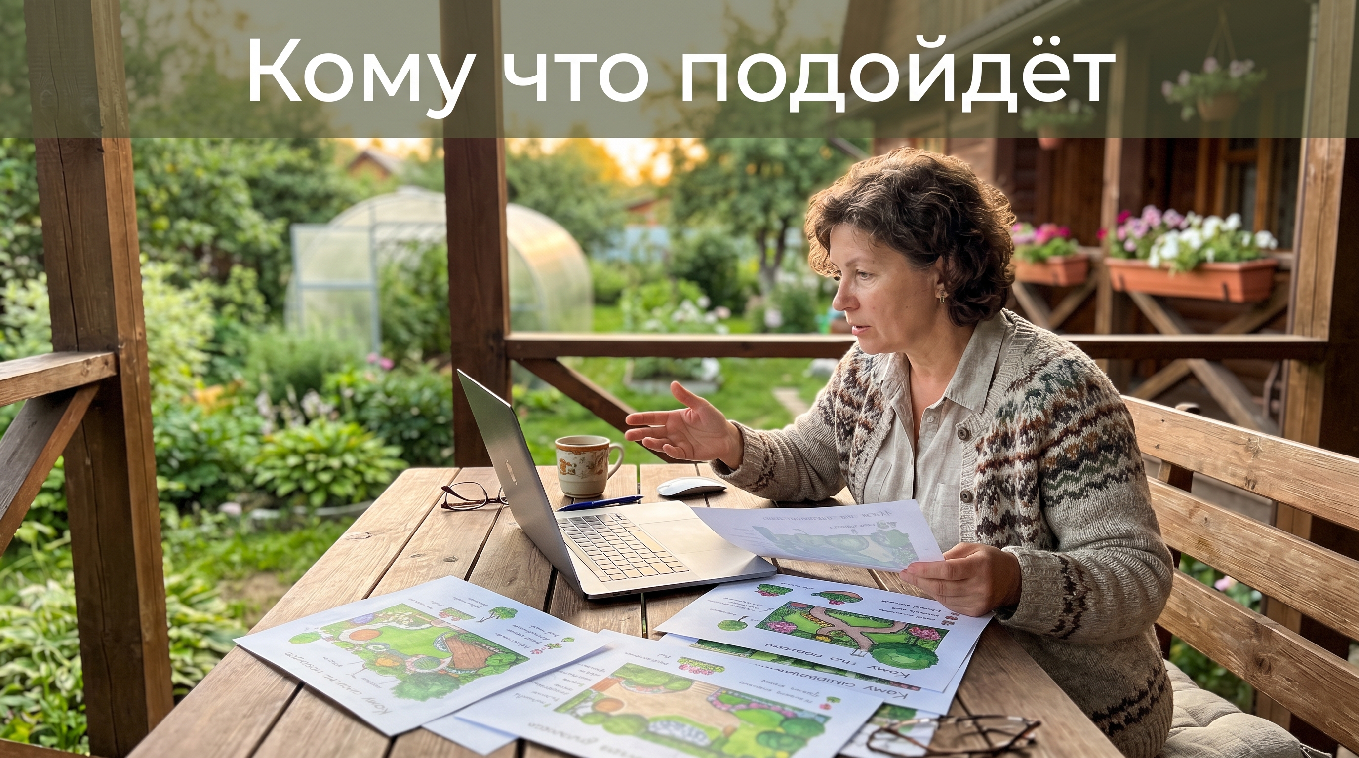 Дачник выбирает между вариантами дизайна участка