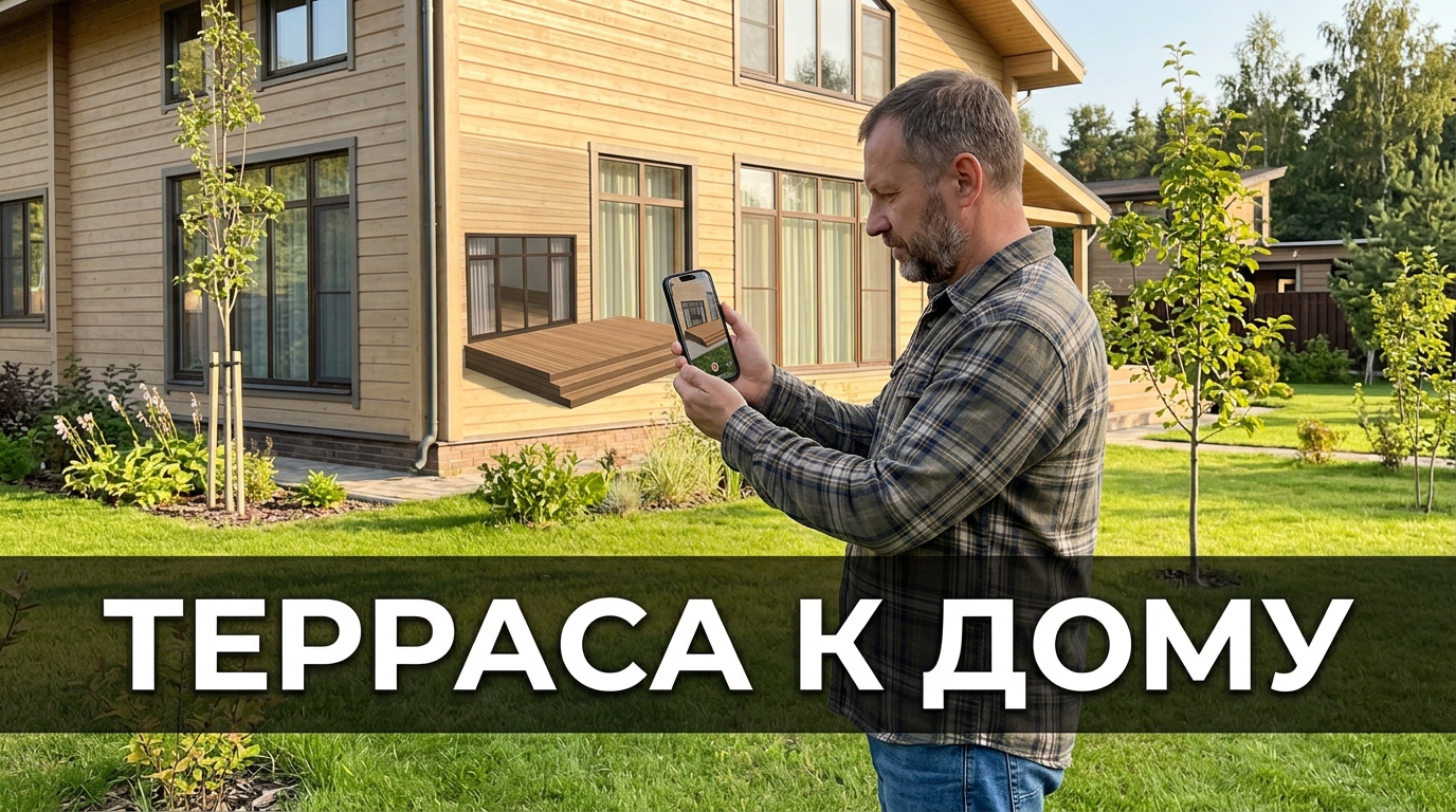Терраса к дому: примерил несколько вариантов на фото, прежде чем строить