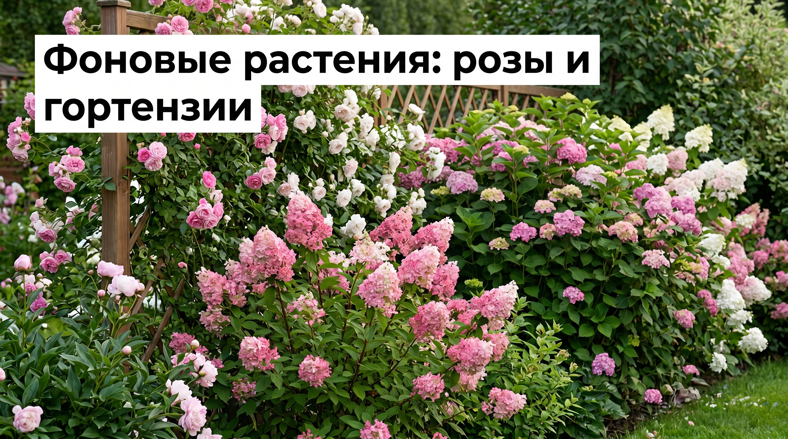 Фоновые растения — розы и гортензии