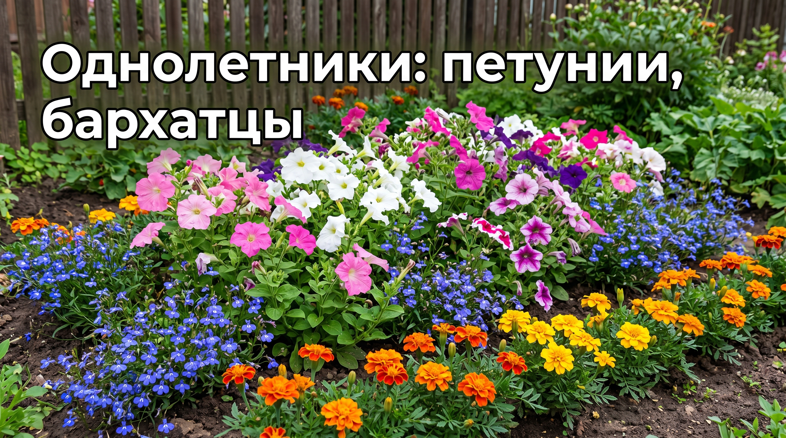 Однолетники — петуния, лобелия, бархатцы