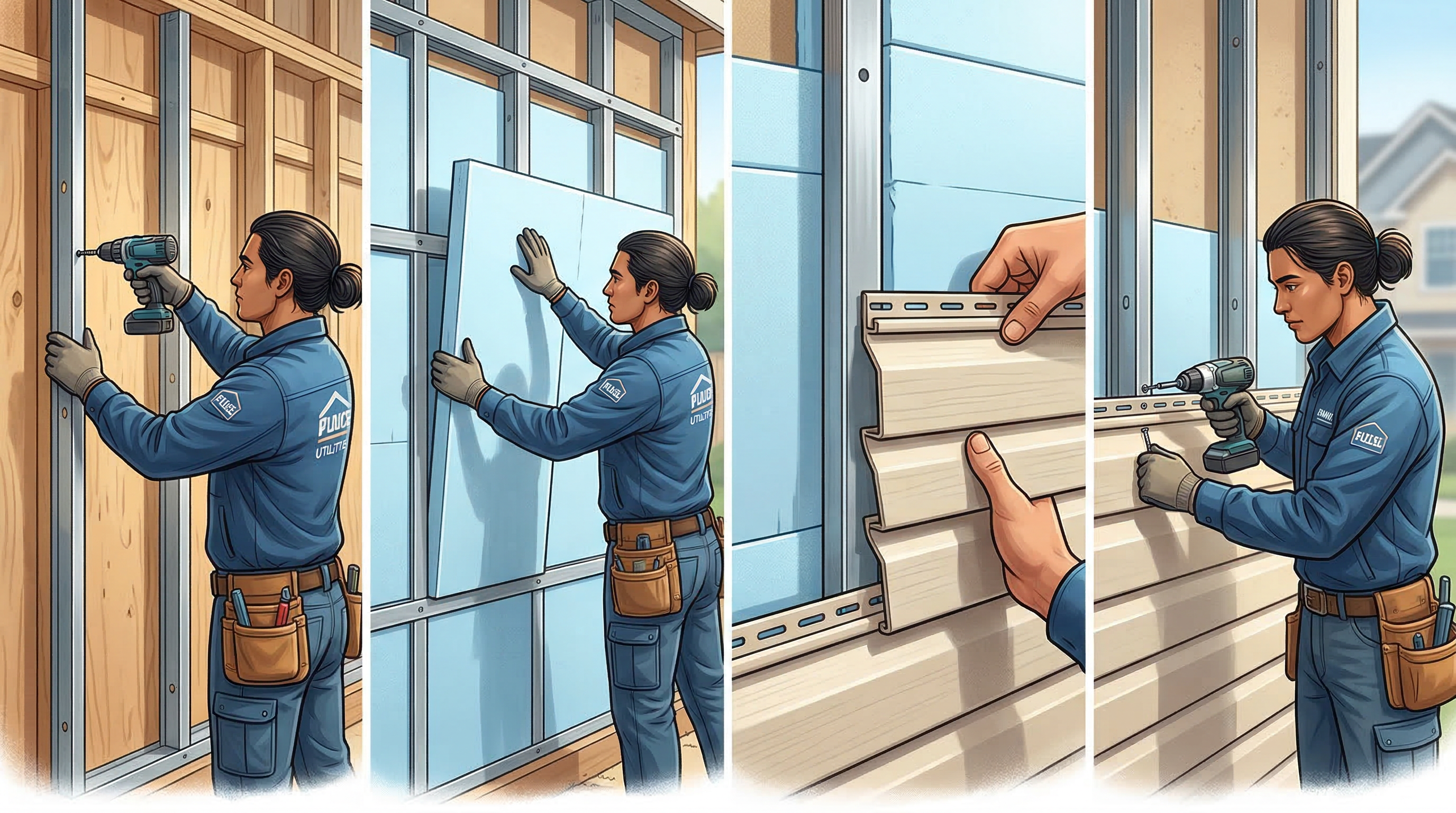 Процесс монтажа сайдинга на стену дома