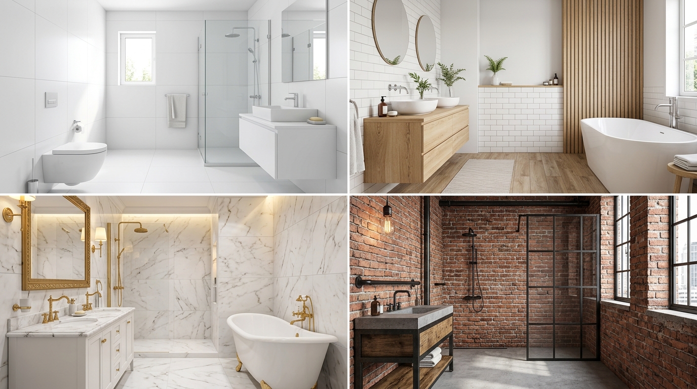 Четыре стиля ванной: минимализм, скандинавский, классика, лофт