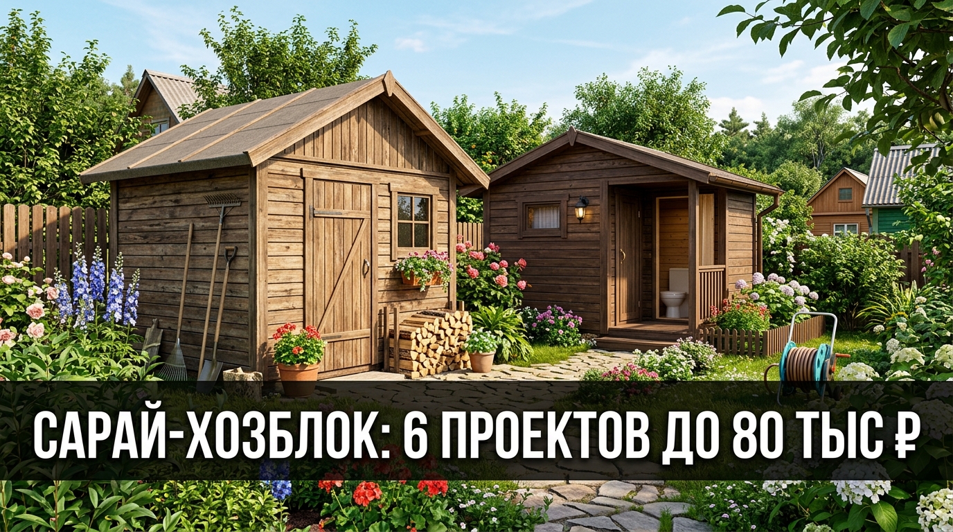 Сарай-хозблок: 6 проектов до 80 тыс ₽ — визуализация ИИ