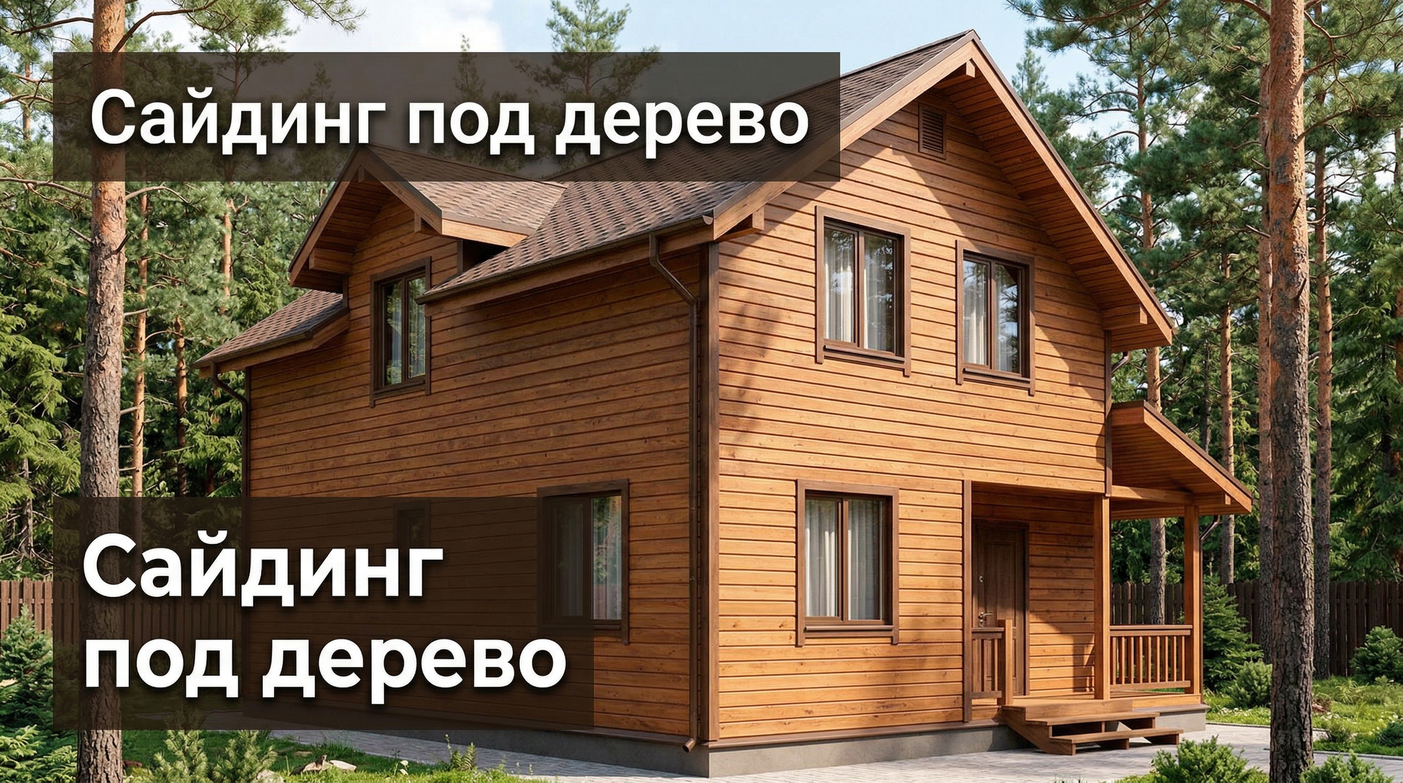 Дом с сайдингом под дерево в тёплых коричневых тонах — отделка фасада