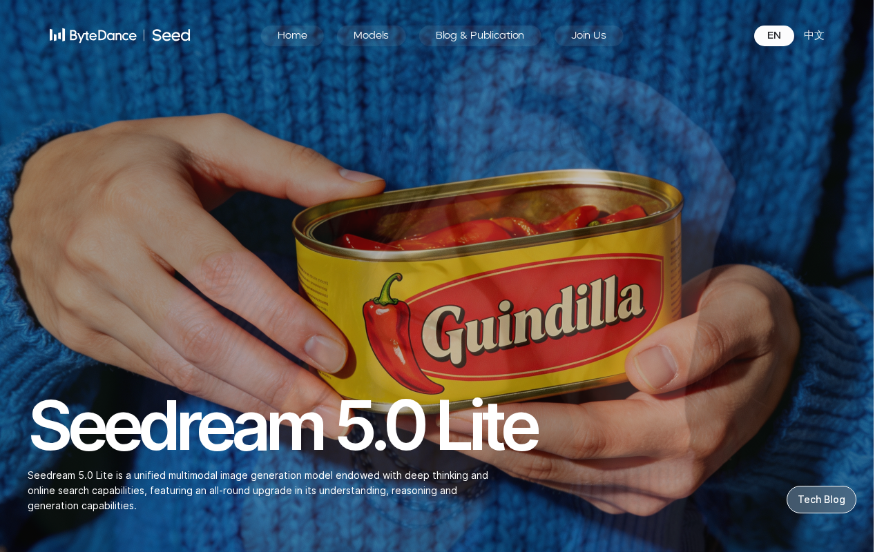 Скриншот страницы Seedream 5.0 Lite от ByteDance — нейросеть для генерации изображений