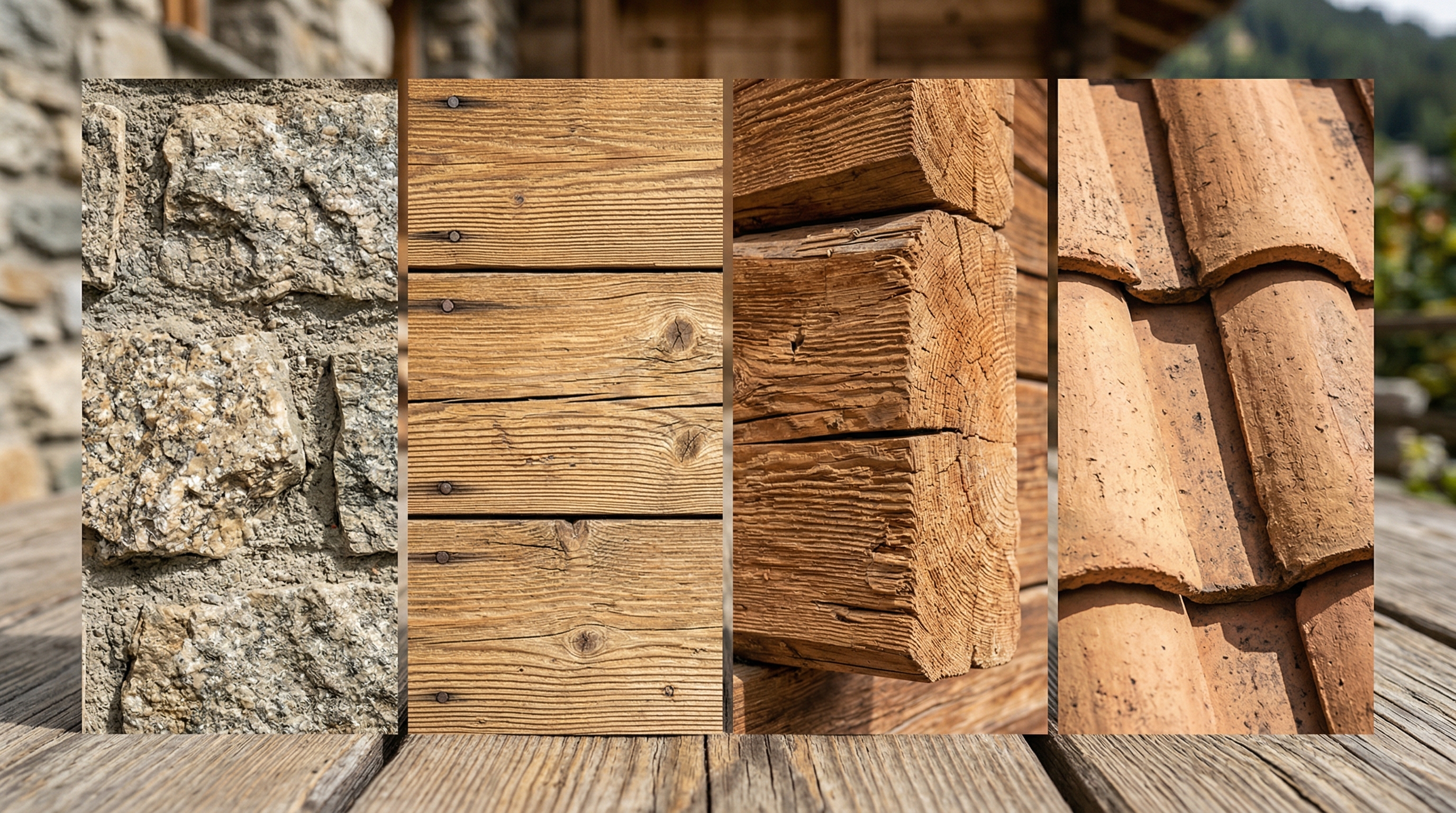 Натуральные материалы для фасада шале: камень, дерево, брус, черепица