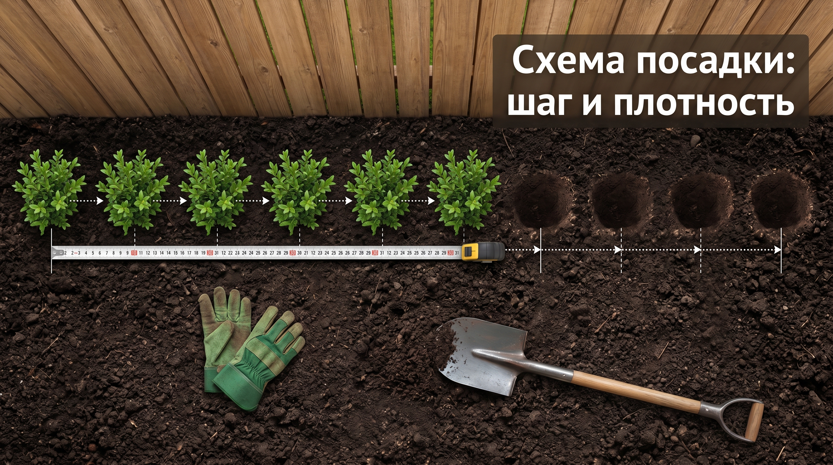 Схема посадки живой изгороди — шаг и плотность