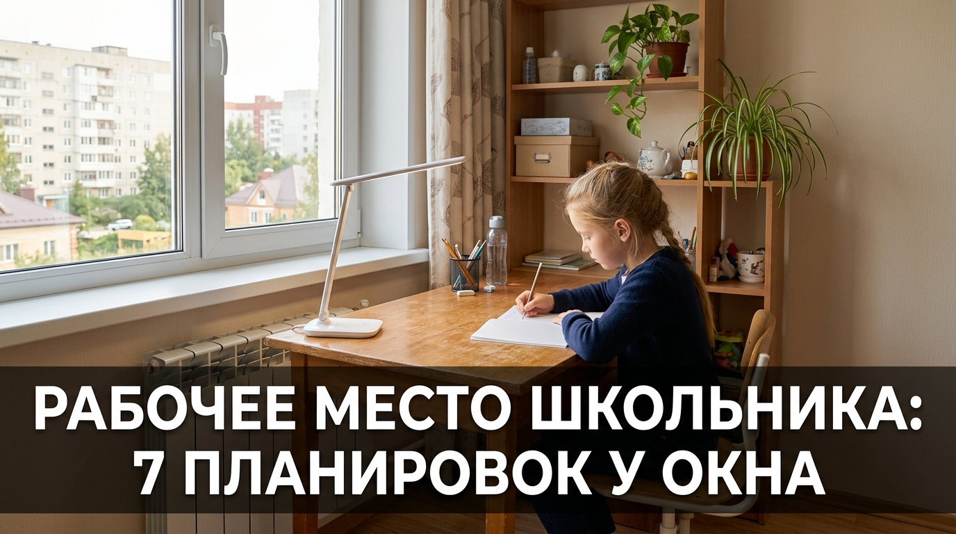 Рабочее место школьника: 7 планировок у окна