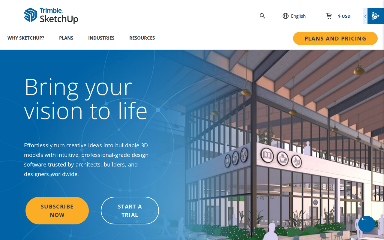 Главная страница sketchup.com — официальный сайт Trimble SketchUp