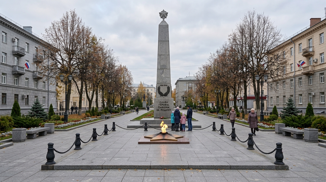 Мемориальный сквер с обелиском и вечным огнём