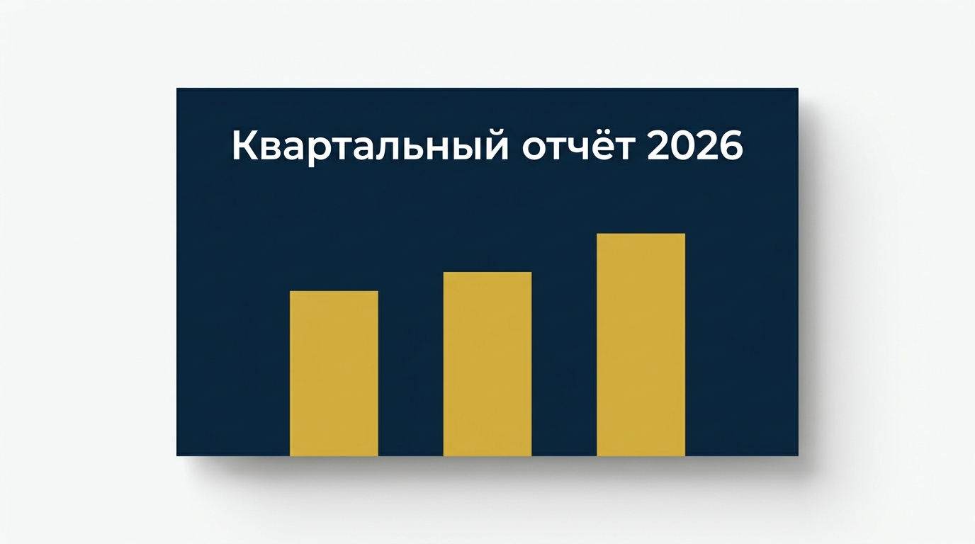 Пример слайда в корпоративной палитре — тёмно-синий и золото