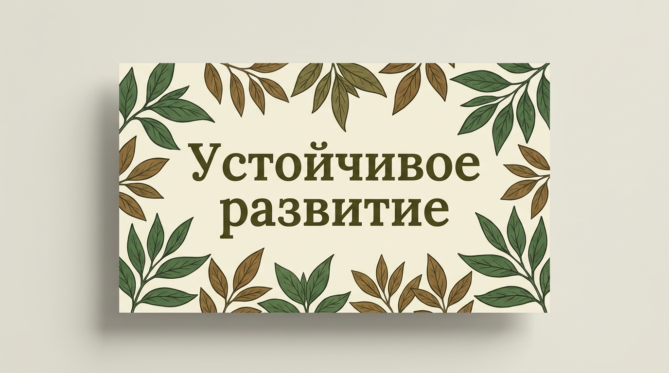 Пример слайда в эко-палитре — зелёный, коричневый, кремовый