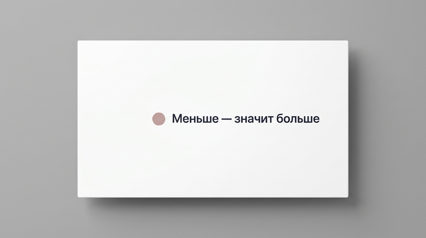 Пример слайда в минималистичной палитре — белый и пыльная роза
