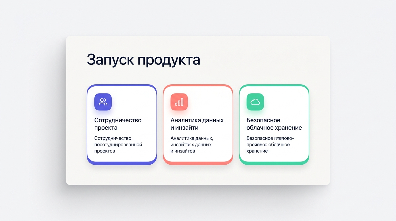 Пример слайда для запуска продукта — индиго, коралл и мята