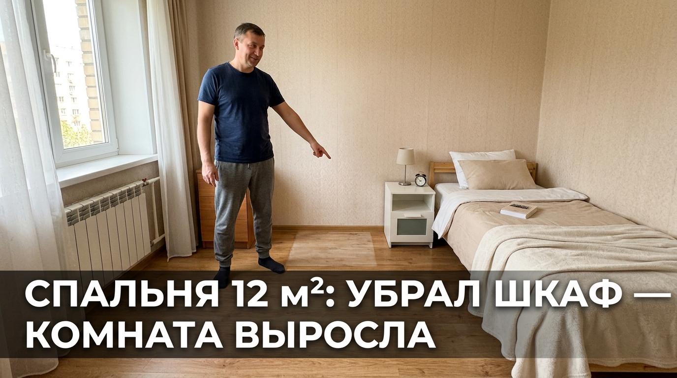 Спальня 12 м²: убрал шкаф — комната выросла