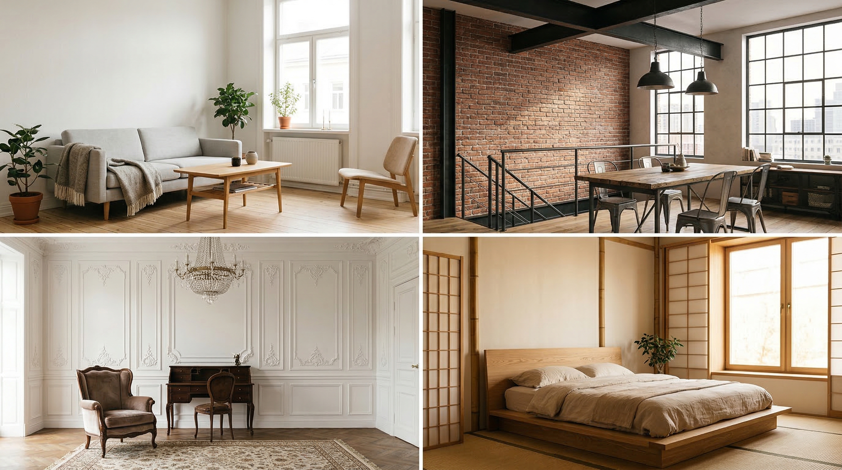 Четыре популярных стиля для двушки — скандинавский, лофт, неоклассика и джапанди