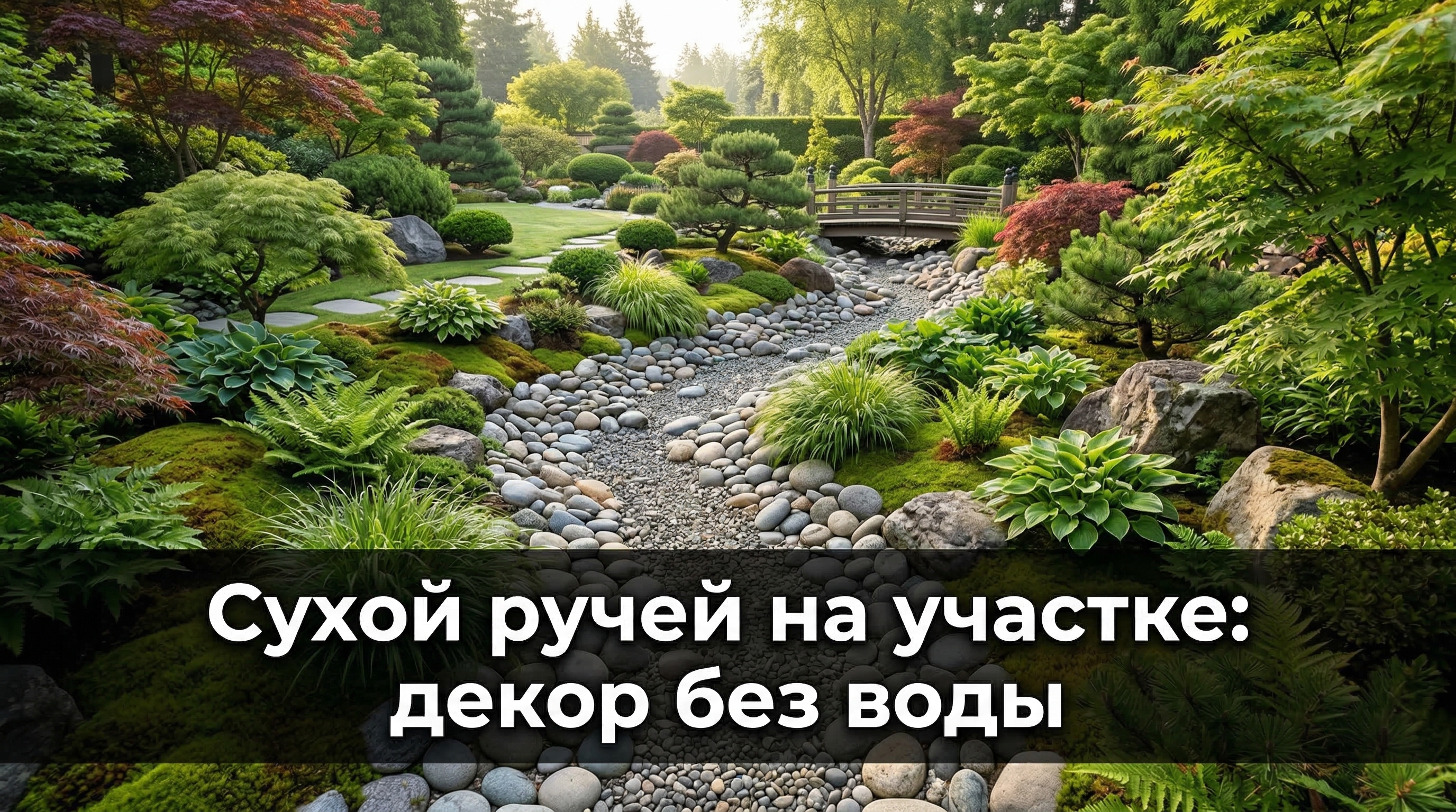 Сухой ручей на участке — декоративный элемент ландшафтного дизайна из камней и гальки без воды