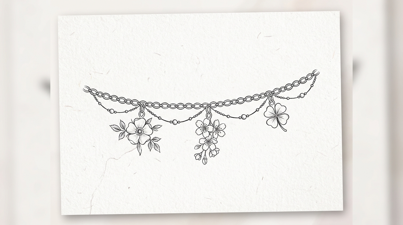 Эскиз тату браслет на щиколотку для девушек