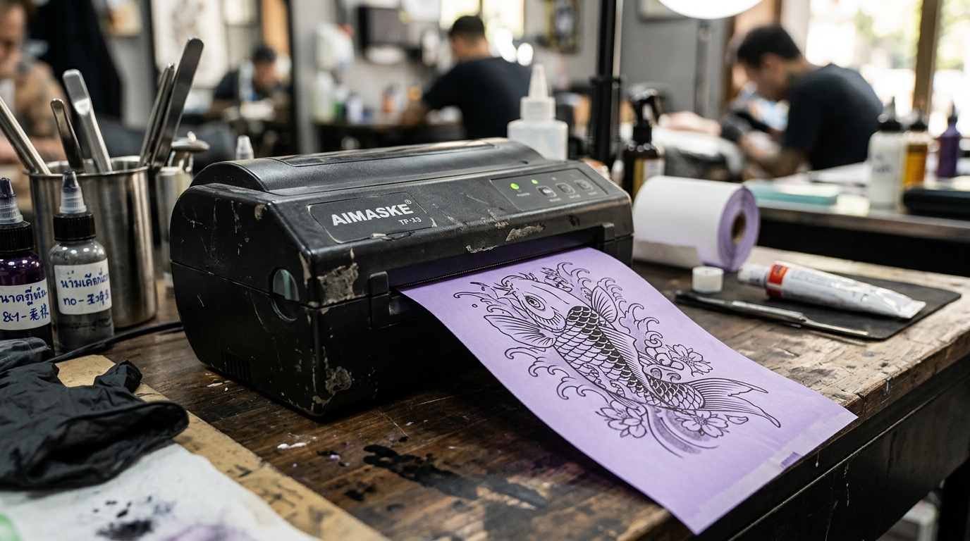 Термопринтер для тату с листом фиолетовой термобумаги Spirit Classic