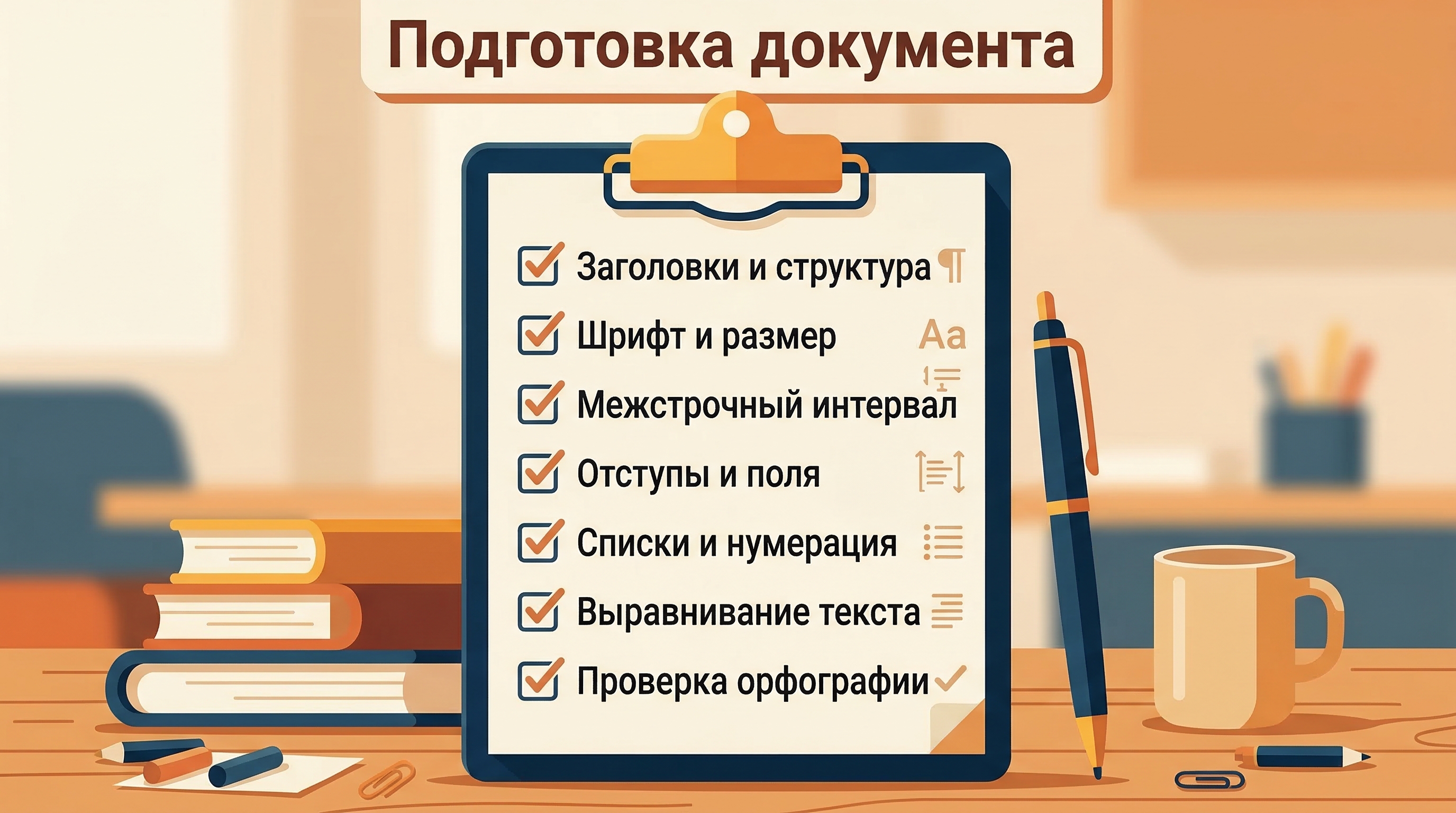 Чеклист подготовки документа — заголовки, структура, форматирование