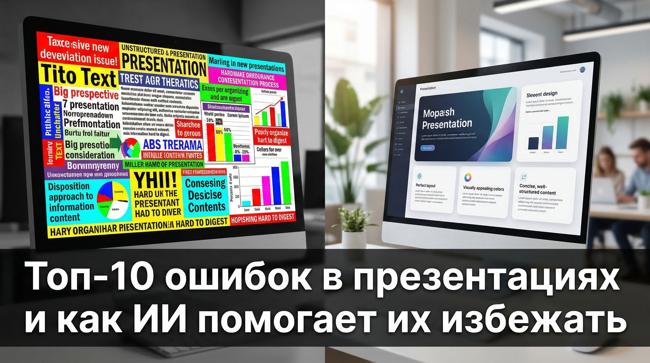 Топ-10 ошибок в презентациях — сравнение плохого и хорошего оформления слайдов