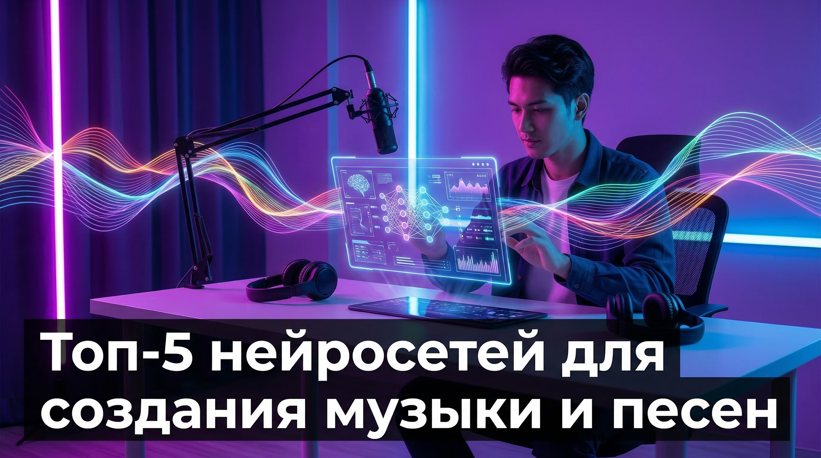 Топ-5 нейросетей для создания музыки и песен с текстом — обложка статьи