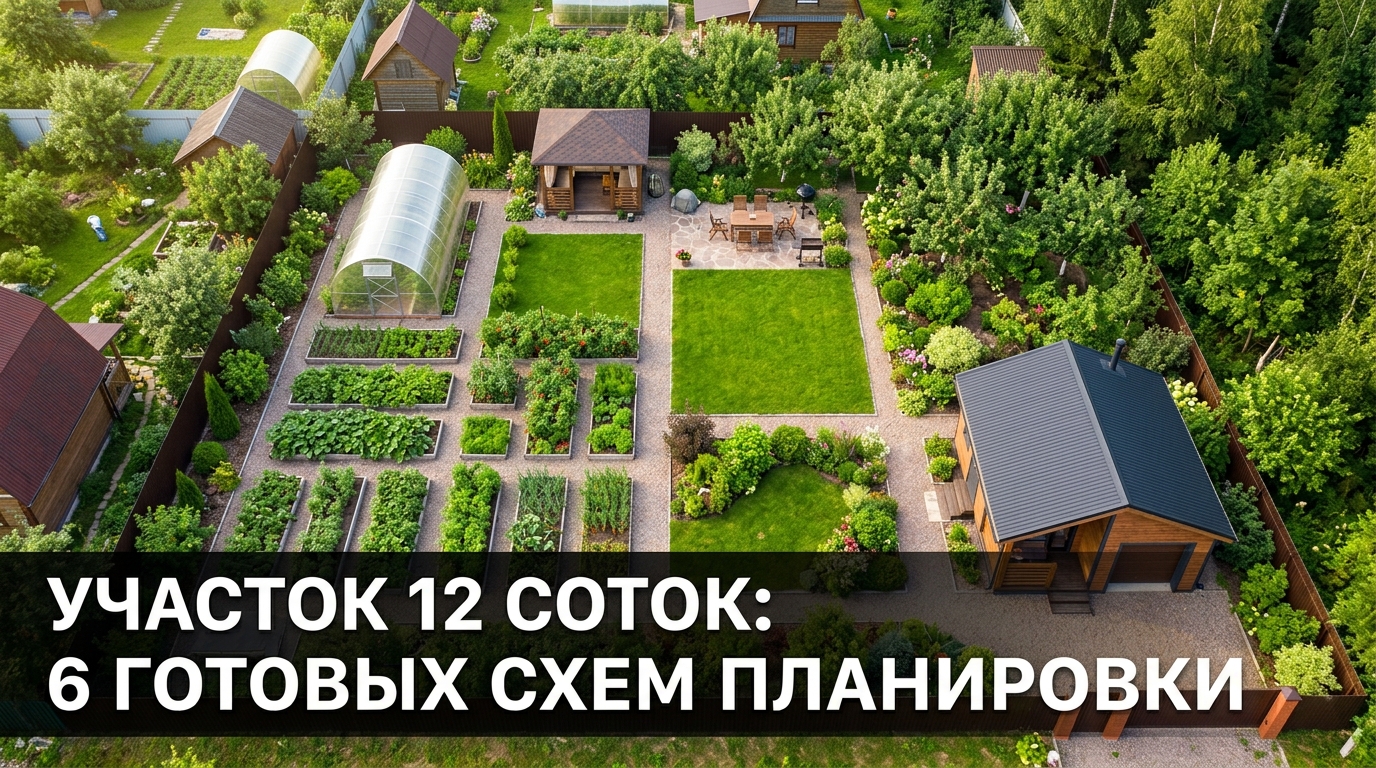 Участок 12 соток: 6 готовых схем планировки