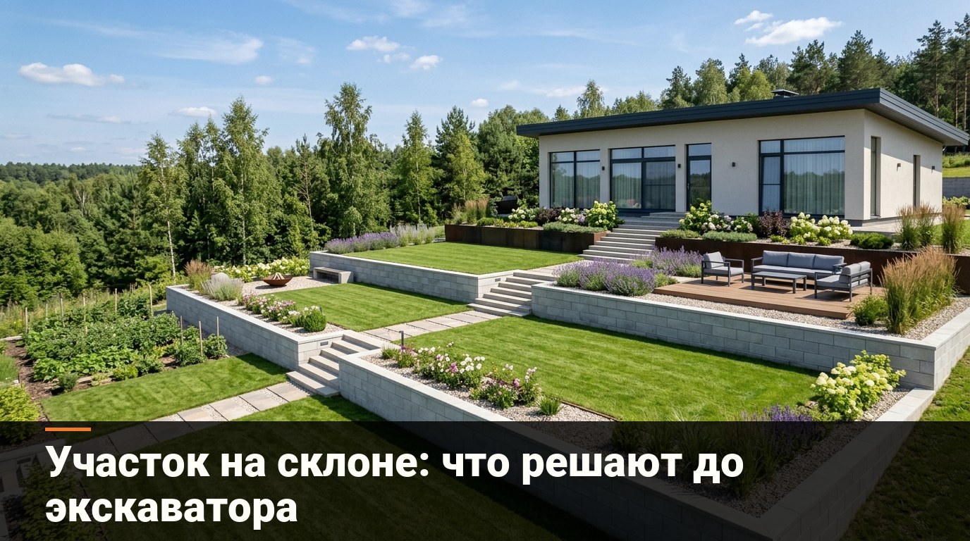 Участок на склоне: 7 решений, которые принимают до экскаватора