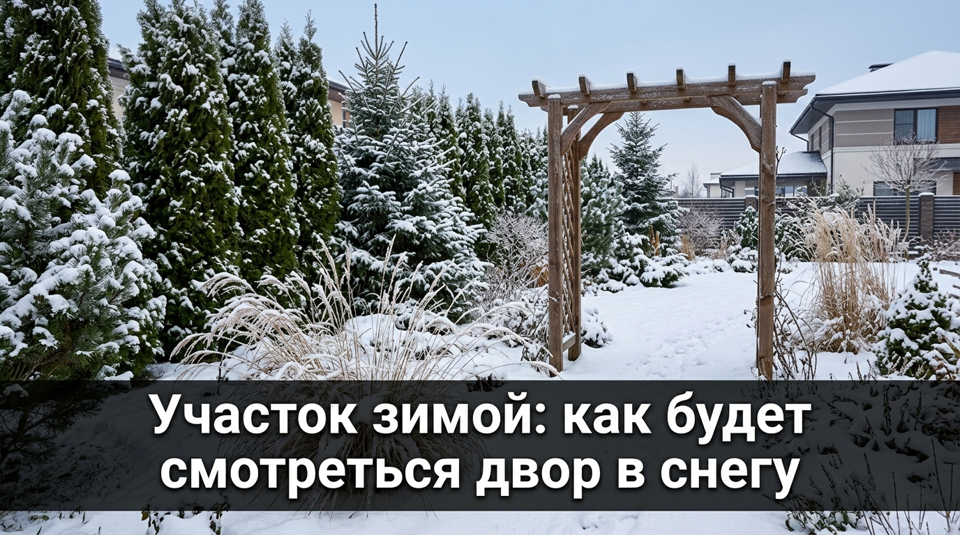 Участок зимой: как будет смотреться двор в снегу