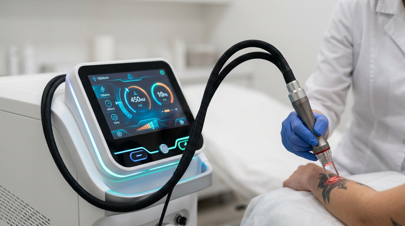 Q-switched Nd:YAG лазер для удаления татуировок в клинике