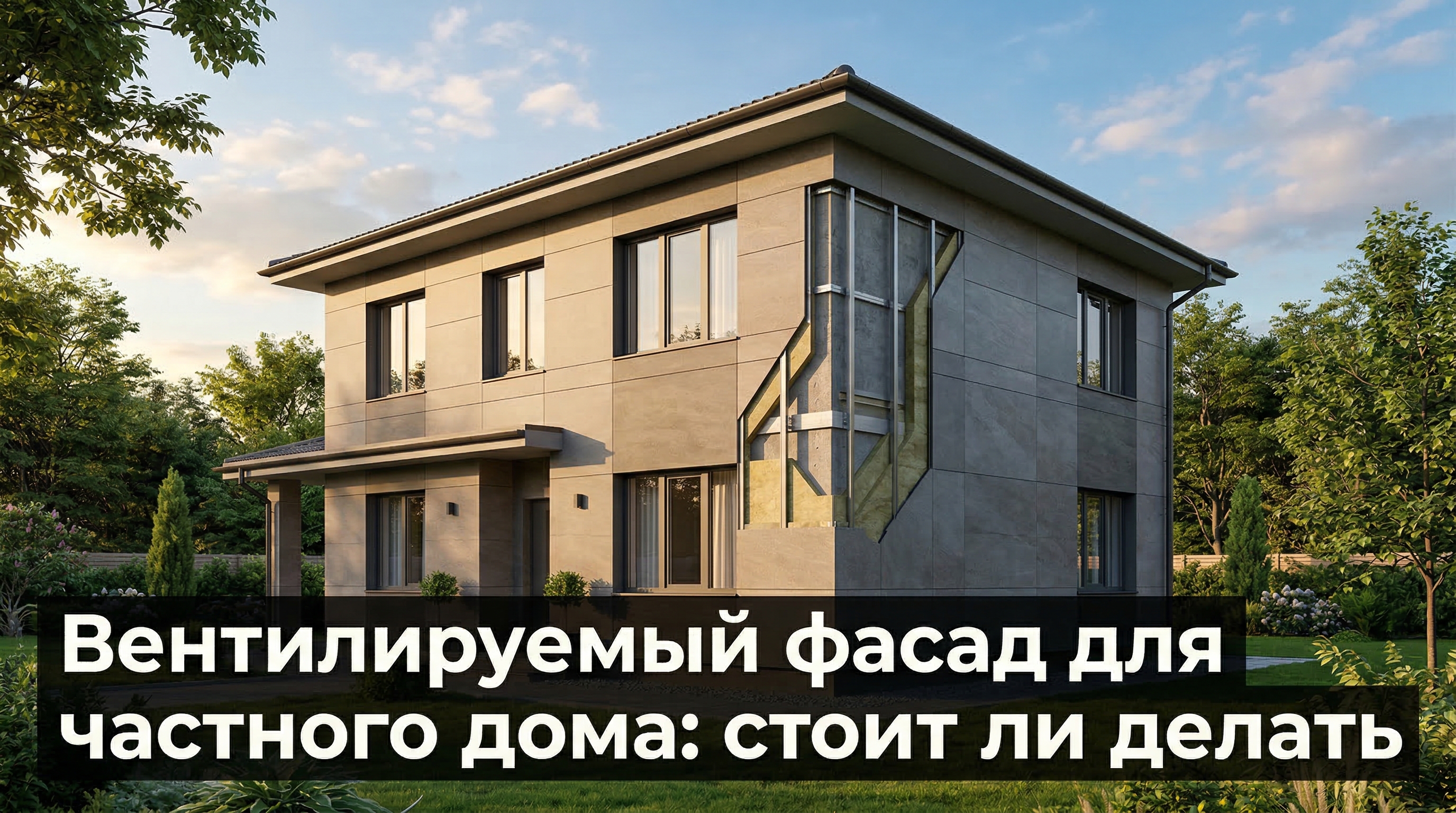 Вентилируемый фасад для частного дома — современный двухэтажный коттедж с фасадными панелями